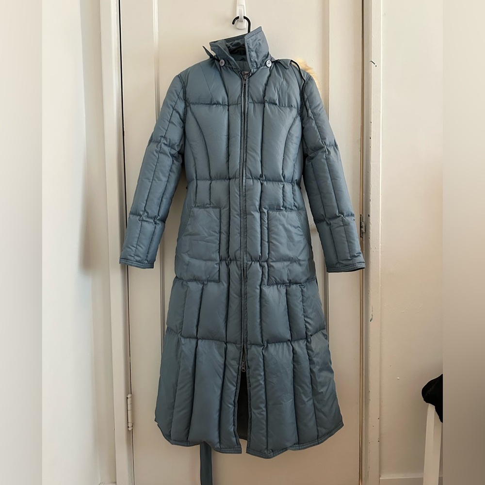 Vintage Sterling Stall Blue Down Coat with Removable Fur Hood